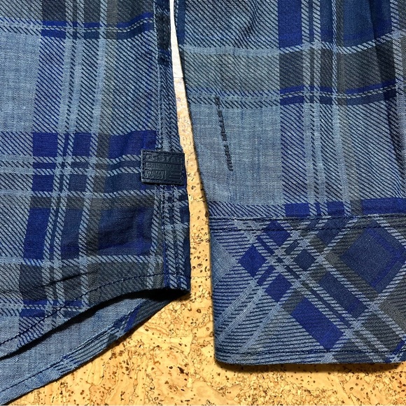 G-Star Raw Men’s Attacc Blue Cotton Plaid Long Sleeve Button Down Shirt Sz M - Picture 6 of 15